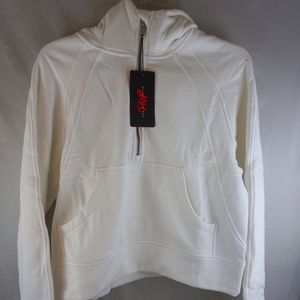 TGP Women's White Half Zip Hoodie With Sleeve Thump Hole Small NWT